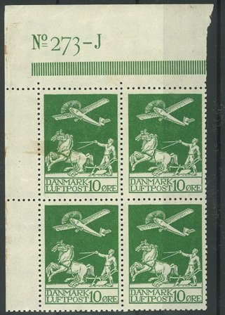 Danmark - AFA 144 luftpost postfrisk 4-blok