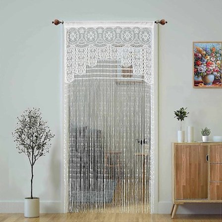 Blonder Dørgardin for Døråpning, Romdeler Dørgardin Hippie Vindu Panel Romdeler Vegg Skap Gardin (100-200 cm, Hvit) - WELLNGS