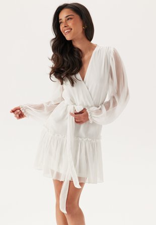Bubbleroom Occasion Frill Balloon Sleeve Dress White M