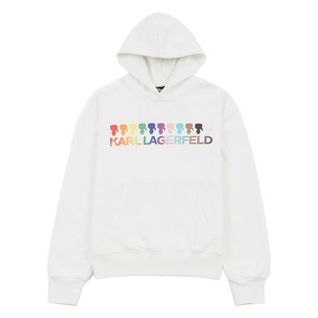 Karl Lagerfeld K/Love Rainbow Print Hoodie , Wit , Dames , Maat: M