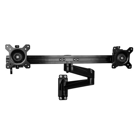 StarTech Wall Mount Dual Monitor Arm, Articulating Ergonomic VESA Wall Mount for 2x 24" Displays, Synchronized Adjustable Crossbar,