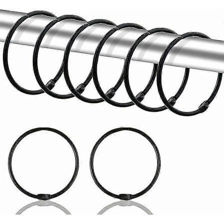 24 Pakke 50mm Runde Gardinringe - Metal Gardinclips Til Gardiner Og Gardinstænger (Sort)