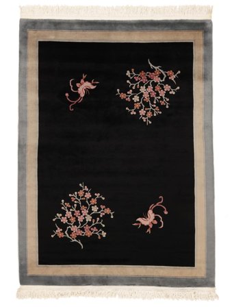 China 90 Line Teppich 170X230 Schwarz/Braun Wolle, China