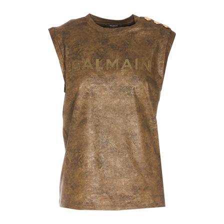 Balmain, T-Shirts Bruin, Dames, Maat:S