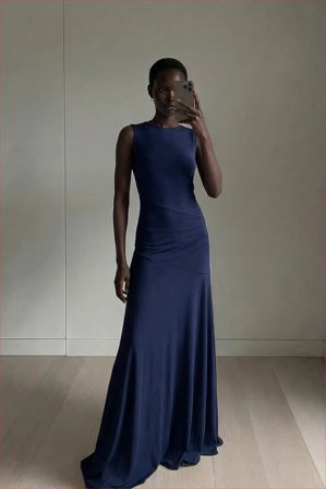 NA-KD - Asymmetrisk maxikjole - Ballkjoler - Blå - XS