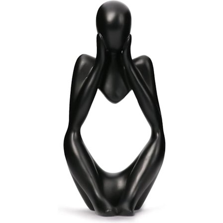 Harpiks Statue Tænker Stil Dekoration Abstrakte Skulpturer Samlerobjekter Figurer til Boligindretning Moderne Kontorhylde Skrivebord (Sort-Fokus)