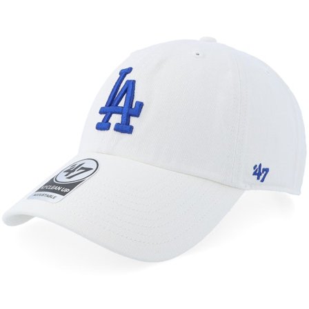 47 Brand - MLB White unconstructed Caps - Los Angeles Dodgers MLB Clean Up White Dad Cap @ Hatstore