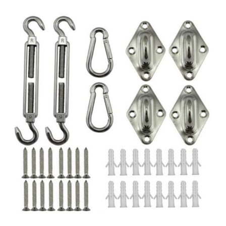 Skuggskylsfästningssats - 304 rostfritt stål skuggskylsfästningstillbehör triangelmarkis tyg fyrkant