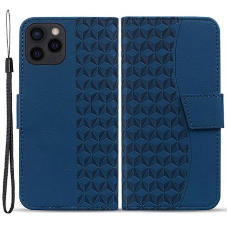 För iPhone 15 Pro Max Skal PU Läder Plånbok Präglat Telefonställ Skydd