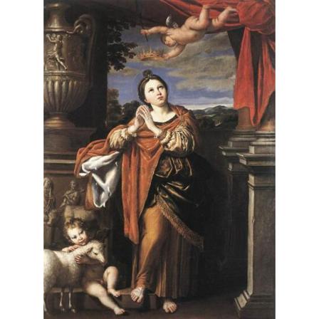 Agnes Of Rome With Angels And A Lamb Domenico Zampieri Brun