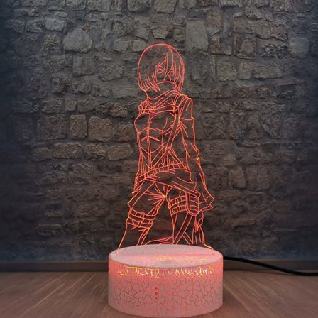 Japan Classic Anime Ackerman Nattlampa Japan Cartoon Huvudroll 3D LED-lampa Touch Fjärrkontroll Glödlampa Cool Girl Skrivbordsdisplay Tonåringar Bord 