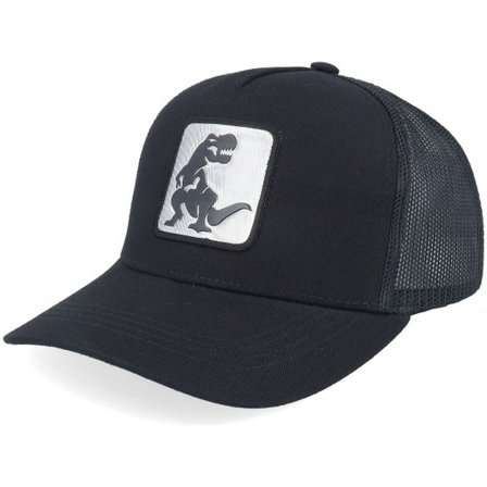 Kiddo Cap - Svart trucker Keps - Kids Dino Silver Patch Black Trucker @ Hatstore