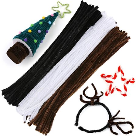 150 kpl Piipunpuhdistajia Chenille-varsia, käsityöpiipunpuhdistajia 50 per väri, Chenille-varsia DIY-käsitöihin Halloweenin ja joulukoristeluun (musta