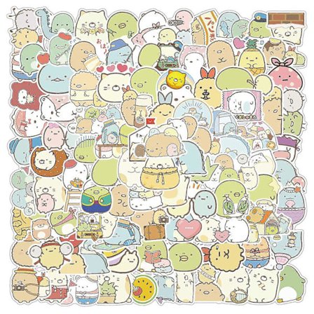 100 stk. søde Kawaii-klistermærker, vandtætte vinylklistermærker, velegnet til bærbare computere, kofangere, skateboards, vandflasker, computere, 
