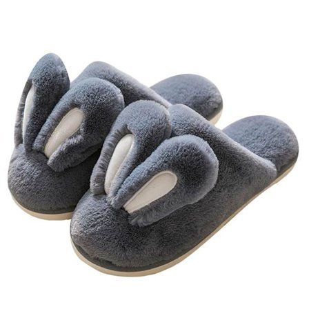 Vinter bomullsstoffler lodne og søte dyrelogotyper innendørs hjemmesko sklisikre fluffy tøfler størrelse (42-43)