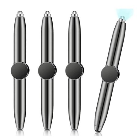 4 stk Fidget Pen Spinner Pen med LED-lys Multifunksjonell kul angstpenn Hjelp Stressreduserende kulepenn (svart)