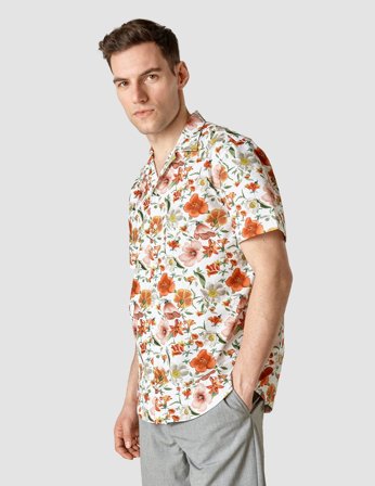 Shaping New Tomorrow - Short-Sleeved Shirt Bowling Collar - Botanical - Herre - Størrelse XXL