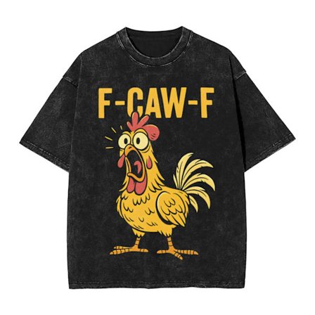 F-Caw-F Kyckling Tvättad Design Bomulls T-shirt