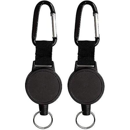 Tuakimce 2 stk. sammentrækkelig nøglering Heavy Duty sammentrækkelig nøglering udtrækkelig nøglering med stålwire reb sammentrækkelig Id Ba