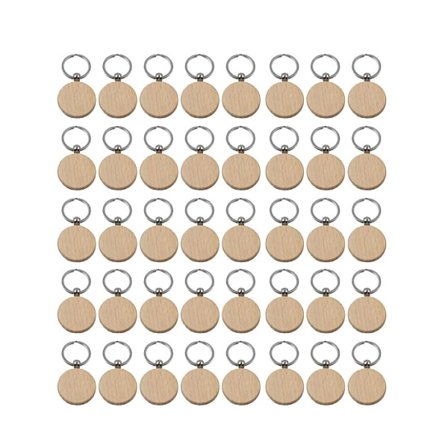 40 stk. Tomme Runde Nøgleringe i Træ DIY Træ Nøgleringe Nøglemærker Kan Gravere DIY-gaver