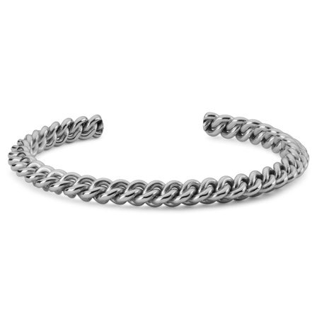 Pulsera brazalete de cadena plateada para hombres - Pulseras de acero