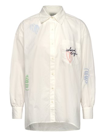 Embroidered Poplin Shirt White Scotch & Soda