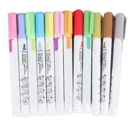 Dubbel linje konturmarkeringspennor 12 färger konturpennor set för ritning korttillverkning kalligrafi journal