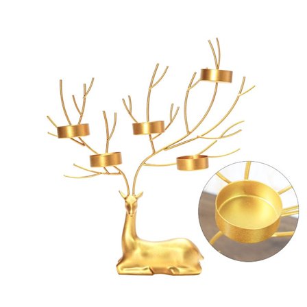 Europeisk Lysestake Metall Lysestaker Bordpynt Elg Hjort Dekor