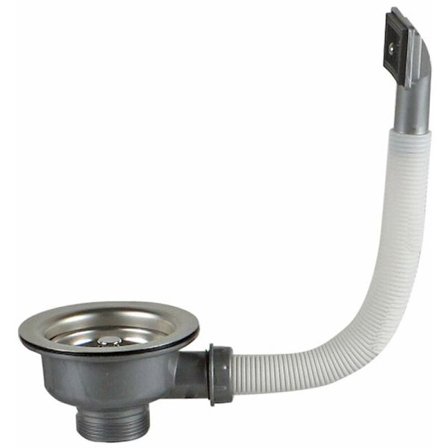 Diskhoavlopp med överfyllnadsskydd, fyrkantig rostfri stålkorg 110 mm 1½, rostfritt stål + ABS, avlopp + korg