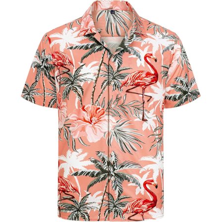 Herr Hawaiian skjorta och shorts set Regular Fit kortärmad casual funky strand flamingo skjorta set M