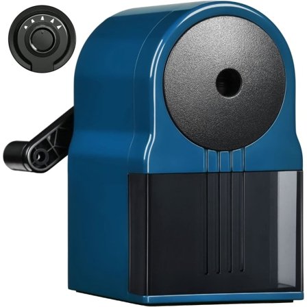 Manuel blyantspidser skrivebords blyantspidser med beholder justerbar i 5 tykkelser velegnet til børns kunstnere (blå)