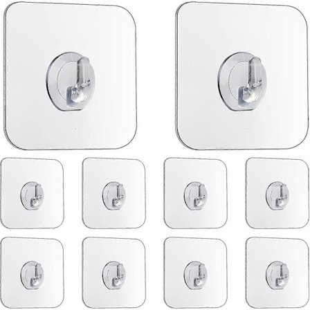 Magiske Kroge, Transparent Selvklæbende, Aftagelig Uden Søm Kraftige Klæbekroge Til Køkken, Badeværelse, Dørvæg, 10 Pak Sort Gyg8-01-Bra