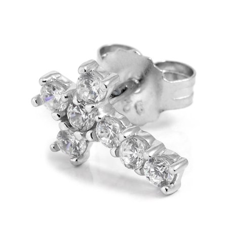 Sentio | Sterling Sølv Zirconia Kors Ørering til mænd - Ørestikker