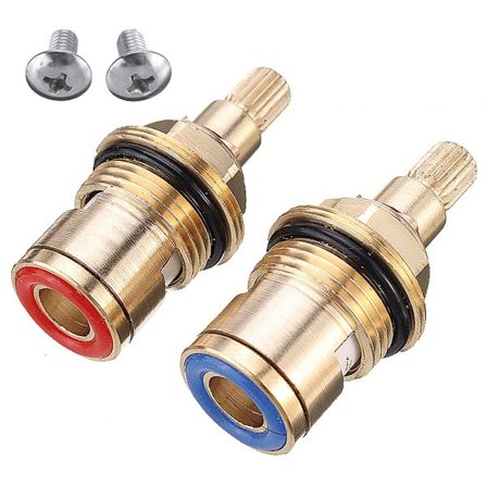 2 st Kraninsatser Set Ersättning Mässing Keramisk Spindel Skiva Patron Kraninsats Kvart Varv 1/2" för Badrum Köksblandare