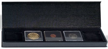 Møntetui - AIRBOX - Sort - 5 QUADRUM kapsler - Vippefunktion til præsentati