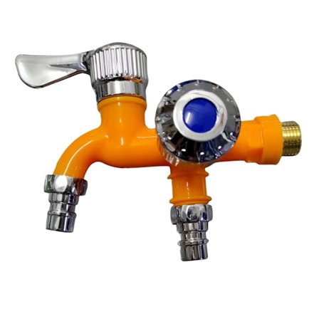 Dobbelthodet hurtigåpnende vaskekran robust frostsikker kran splitter for hage terrasser oransje