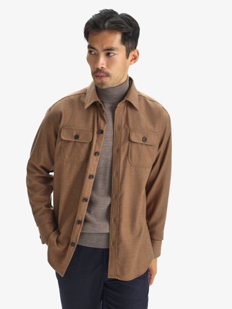 John Henric Men's Karamellfarbenes Overshirt Bunelli Size S