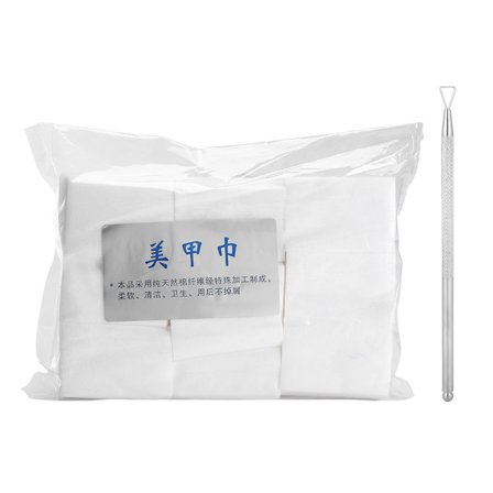 Triangle Head Rostfritt Stål Nagel Gel Polish Remover Pusher + 900 st Nail Wipes Nagel Cleaner