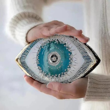 Blå ondt øye veggdekorasjon gullornament, hjemmet beskyttelse sjarm, ondt øye veggdekorasjon ornamentzd qe