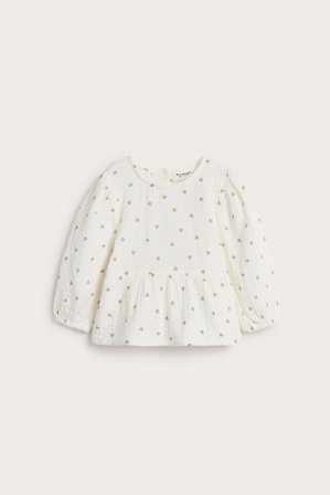 Kappahl | Bluzka z baskinką, z muślinu | Offwhite