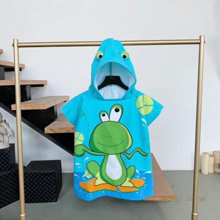 Pieni sammakko (60*120cm) Kylpypyyhe Viitta Rantahattu Lapsille, Vauvan Hupulliset Pyyhkeet Puettavat Hupulliset Pyyhkeet Pojille Tytöille Imeyvät 