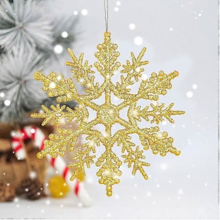 24 stk. Snøfnugg Juledekorasjon, glitter, juletre dekorasjon snøfnugg Jule glitter snøfnugg dekorasjoner