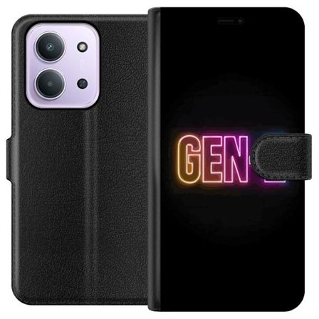 Kompatibelt Lommeboketui til Xiaomi Xiaomi Redmi 15C Neontext Gen Z i fargerikt lys mot mørk bakgrunn i moderne digital stil
