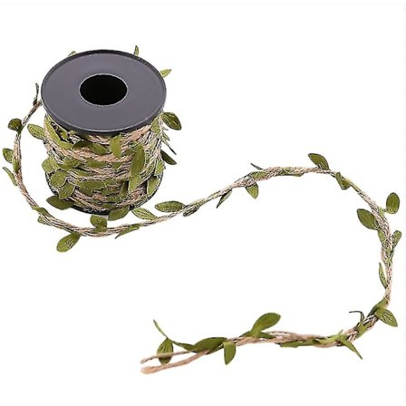 Vihreät lehdet Jute, Leaf Ribbon, Natural Jute Twine String 10m Hääjuhla Suosikit Koti Puutarha Koriste Jute Twine Leaf Rope(Vihreä)(1kpl)