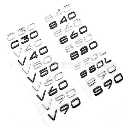 3D-bogstaver til Volvo C30 V40 V50 V60 V90 S40 S60 S80 S90 Xc40 Xc60 Xc90 Emblem Logo Badge Klistermærke Tilbehør V90 V90