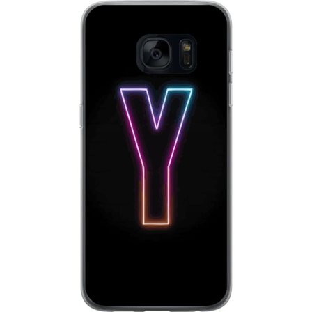 Kompatibel Mobilcover til Samsung Samsung Galaxy S7 Minimalistisk neonbogstav Y i farveskiftende lys mod sort baggrund
