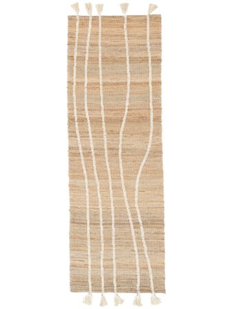 Indoor/Outdoor Rug Small Waves - Beige/White 80X250 Rustic Style