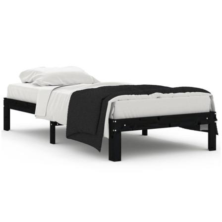 Vidaxl Sängram Svart Massivt Trä 90x190 Cm 3ft Svart