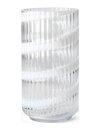 Lyngby Porcelæn | Lyngby Vase H20.5 Cm Swirl Hvid Mundblæst Glas | 20.5 CM