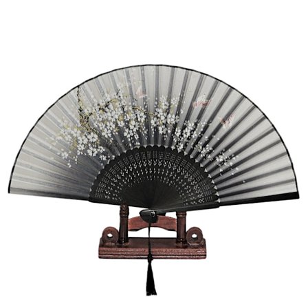 Vifte - Sommerfugle med blomster [M18] - Grå [Sort]